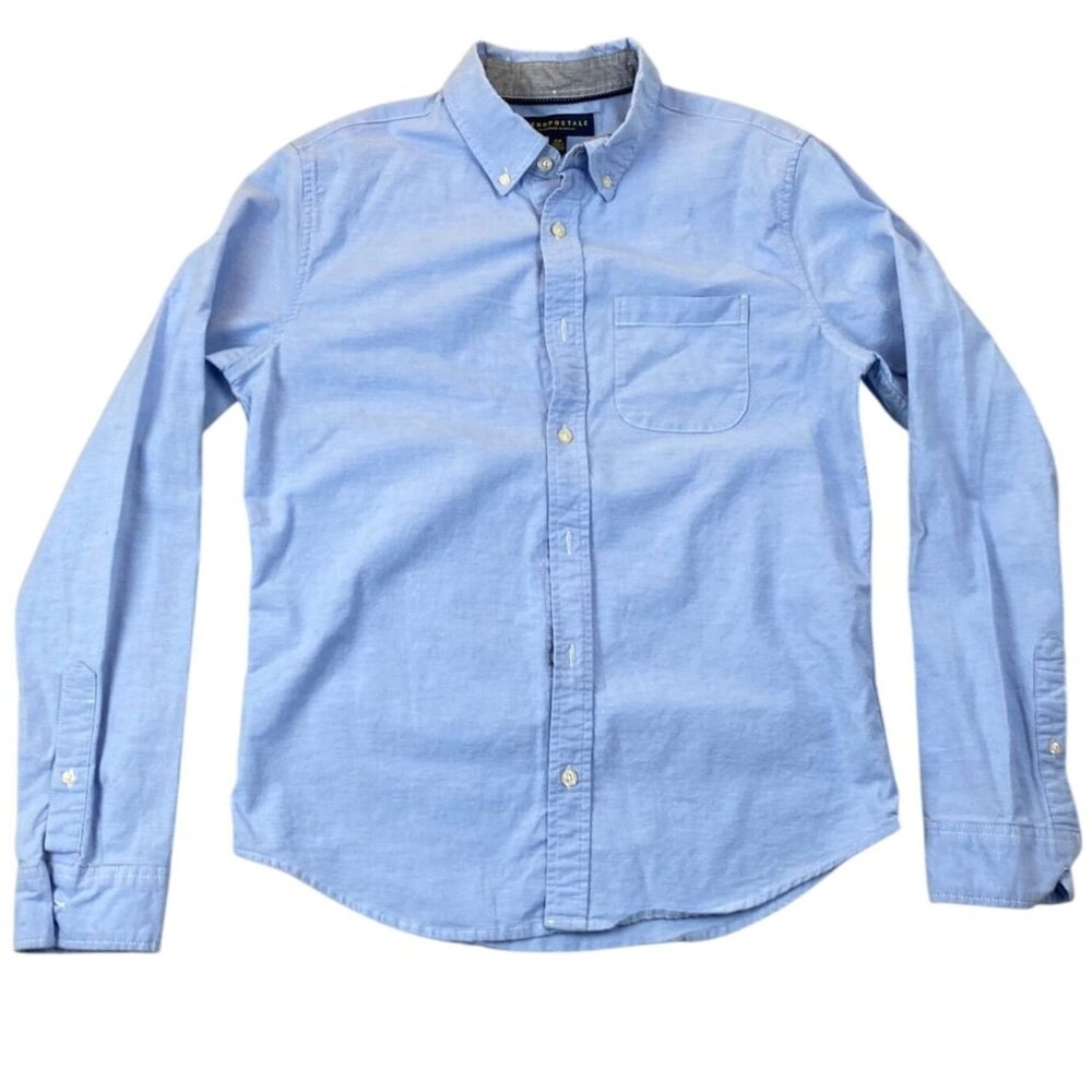 Aeropostale Mens Shirt Small Oxford Button Down Long Sleeve Casual Blue Classic